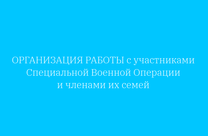 Организация работы с участниками специальной военной операции и членами их семей