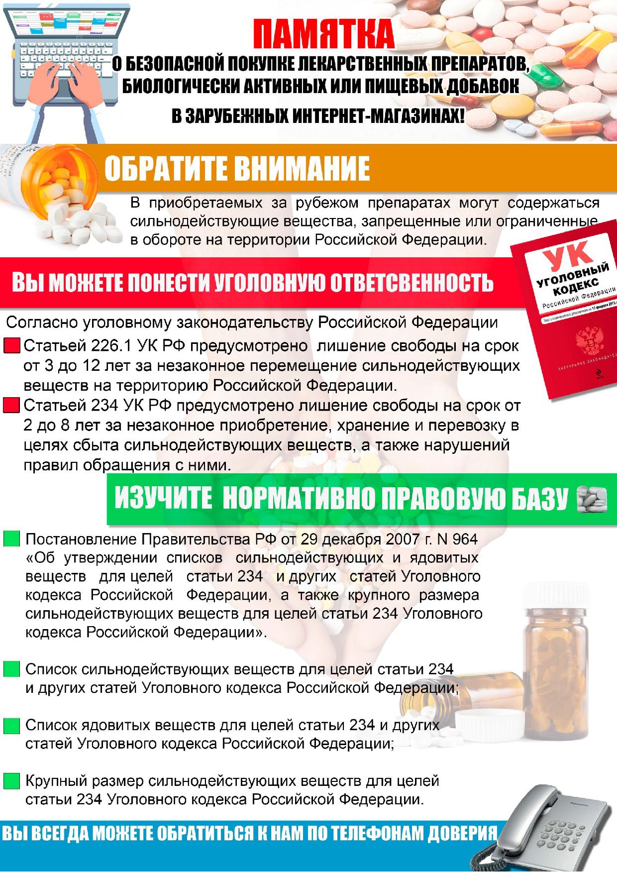 Памятка о безопасной покупке лекарственных препаратов, биологически активных или пищевых добавок